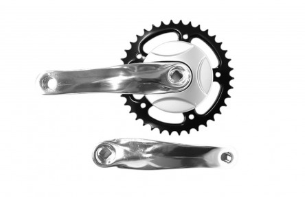 HZB CRANKSET 38 TOOTH 152 MM WITH DISK 95 MM 1/8 + 3/32 ALUMINUM SILVER